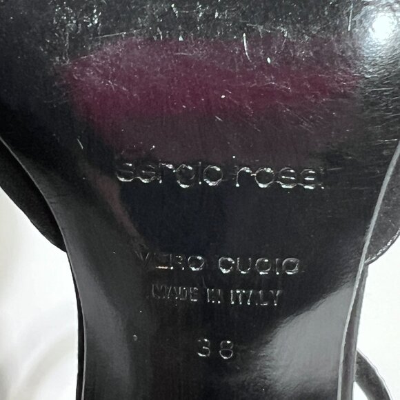 Sergio Rossi Swarovski Crystal Ankle Wrap High Heel Black Satin Shoe Sz 38 - Picture 10 of 15